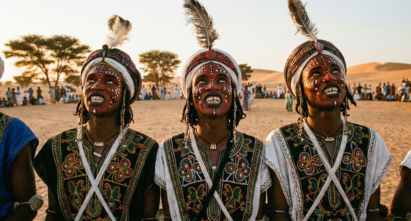 Wodaabe men performing the Yaake dance at the Gerewol festival in Niger.