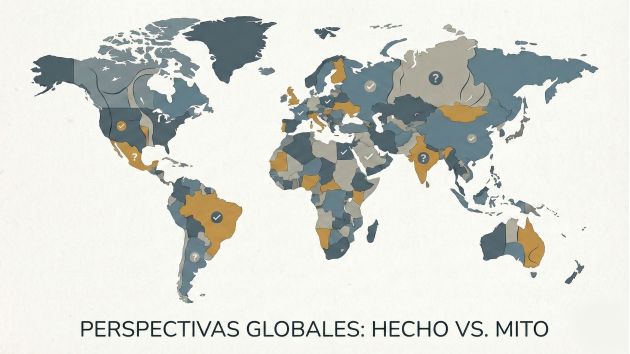 Ilustración que muestra perspectivas globales sobre mitos corporales y suposiciones culturales