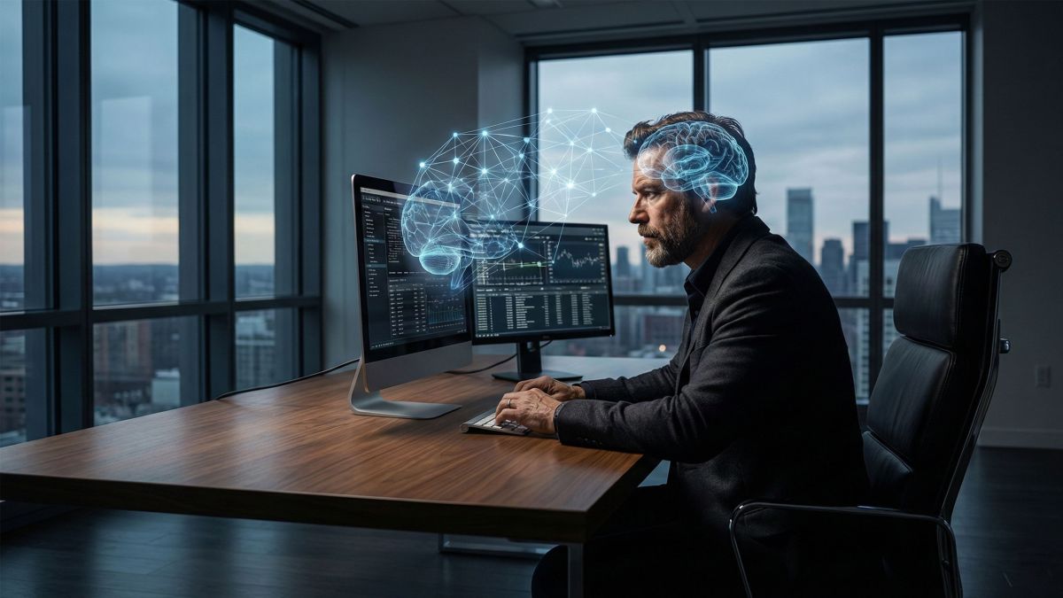 A man demonstrating intense mental focus and leadership presence.