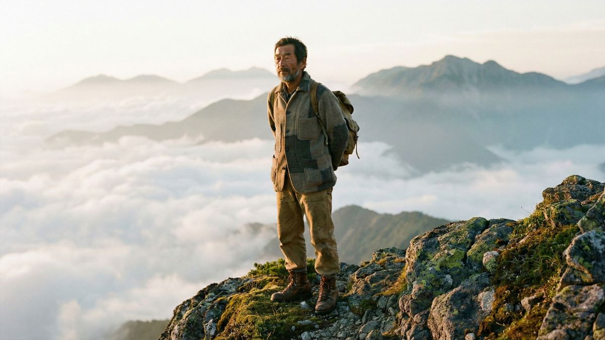 過酷な環境で立つ男性、タフさより回復力を象徴