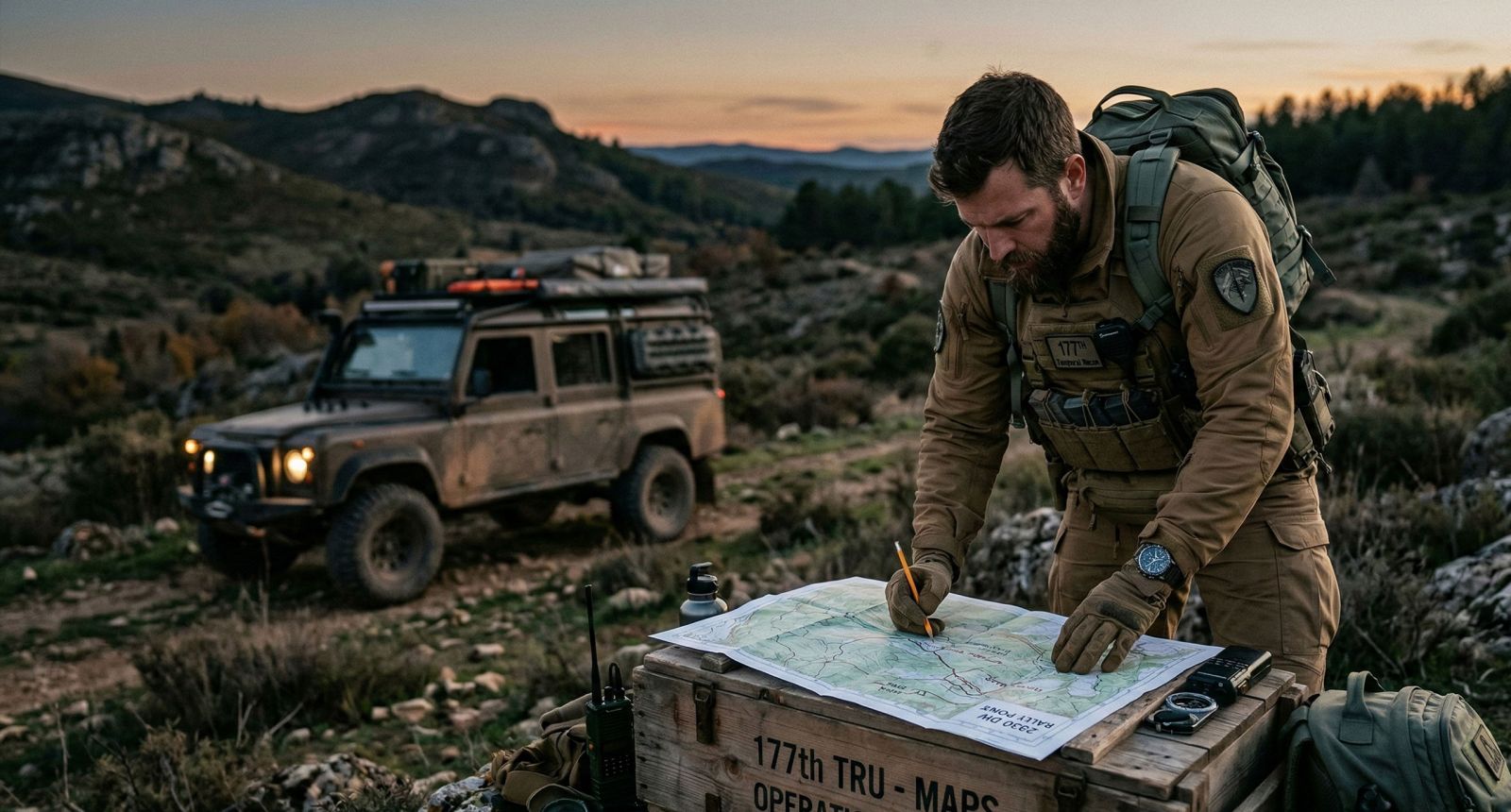 A man preparing for self-reliance in a rural 'Life Unit' setting.