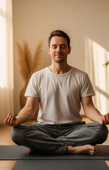 Man practicing relaxation and mindfulness for emotional wellbeing.