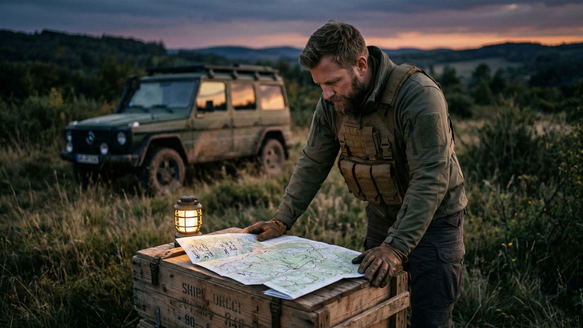 Ein Mann bereitet sich in einem ländlichen „Life Unit“-Umfeld auf Selbstversorgung vor.