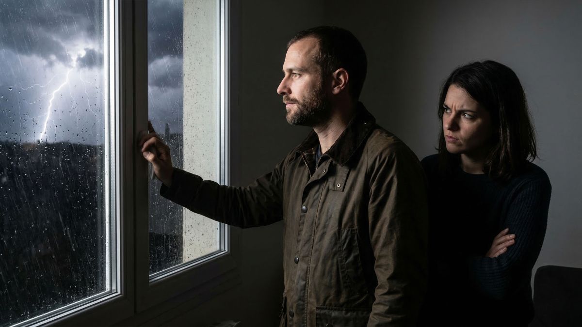 Un homme stoïque gardant son sang-froid lors d'une conversation difficile.