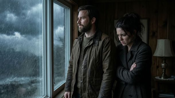 A stoic man maintaining composure during a difficult conversation.