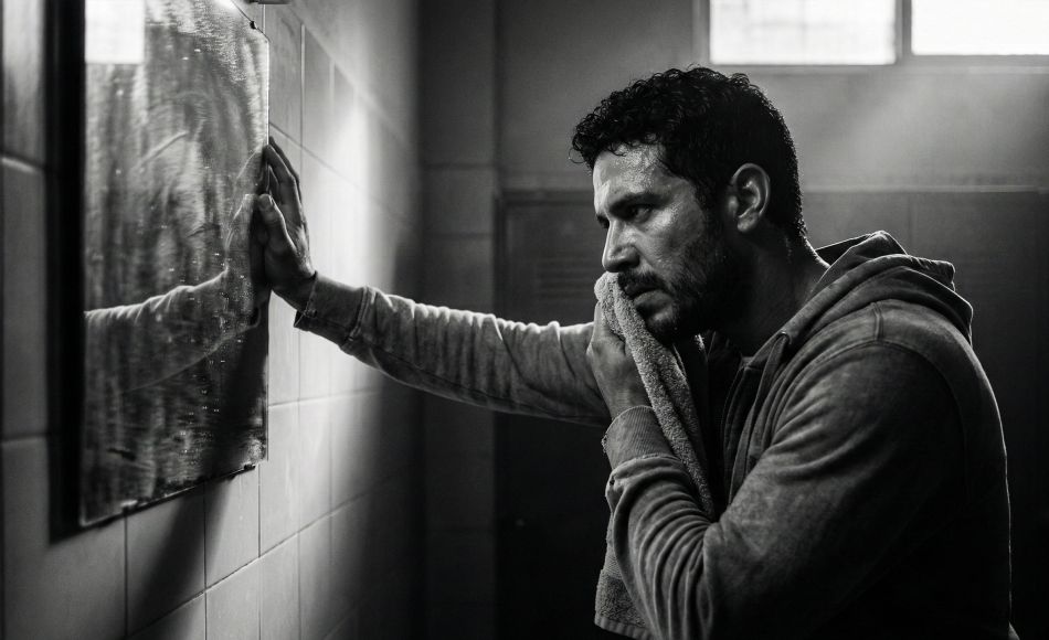 Um homem confiante focado em sua performance física e mental.