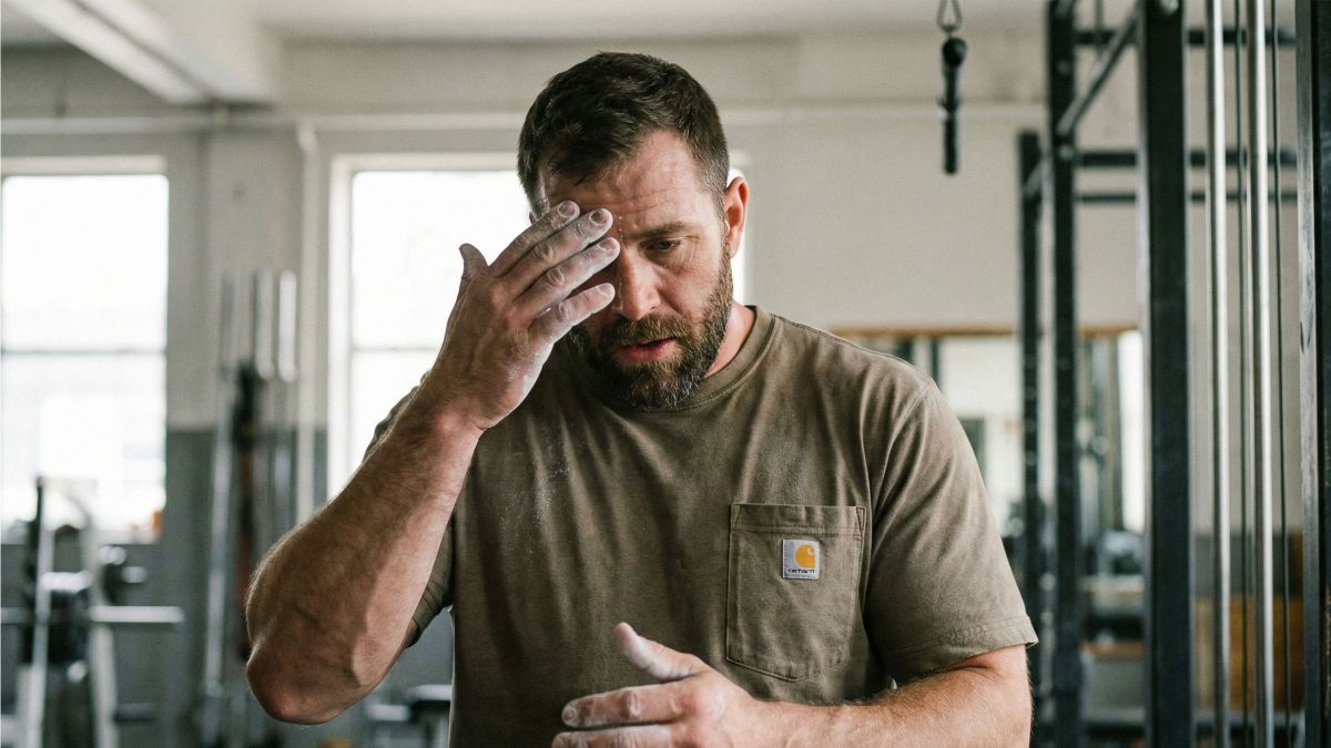 Man maintaining muscle while losing weight through strength training