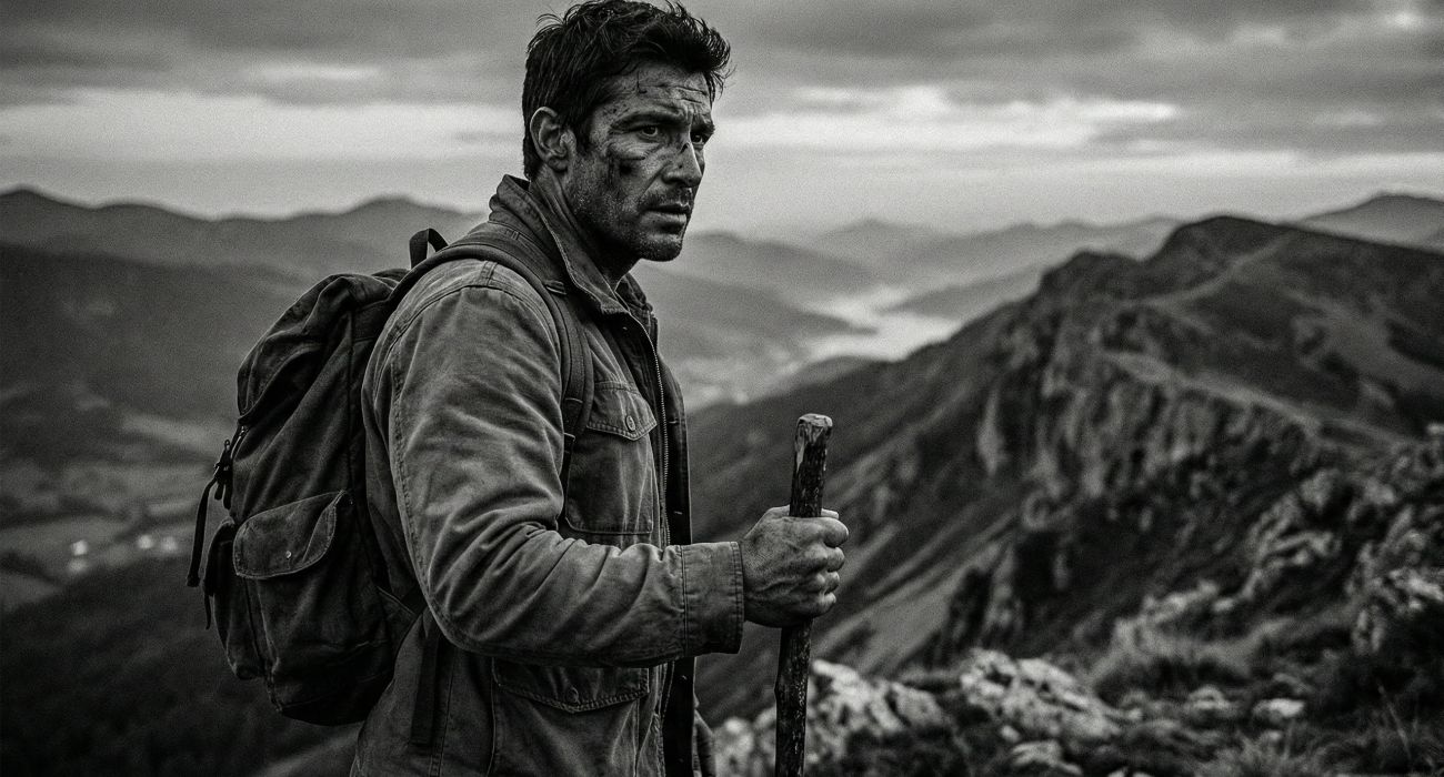 Um homem musculoso treinando em um ambiente rústico representando a vitalidade masculina tradicional.