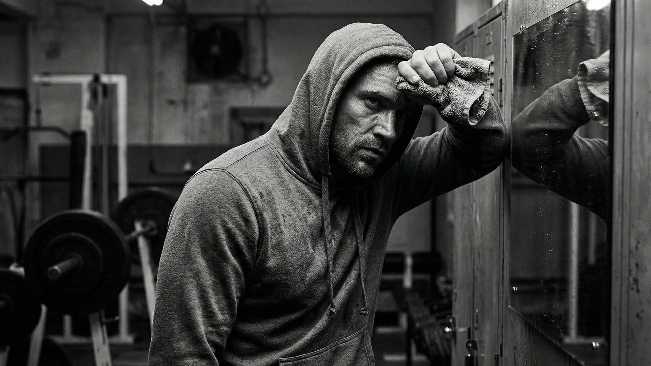 A confident man focusing on his physical and mental performance.