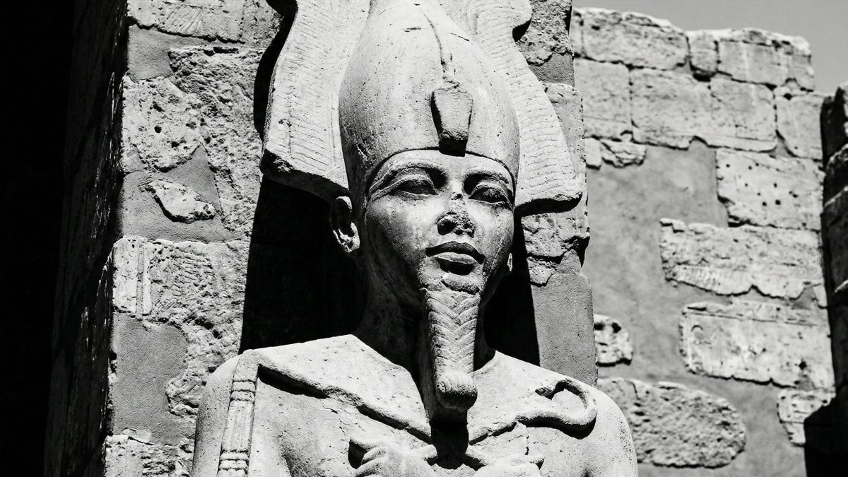 Stone carving of an ancient deity representing male strength and potency.