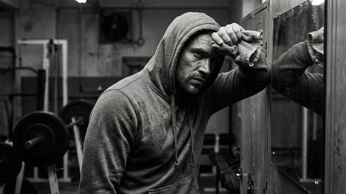 Un homme confiant se concentrant sur sa performance physique et mentale.